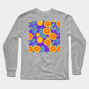 Oranges on a purple background Long Sleeve T-Shirt